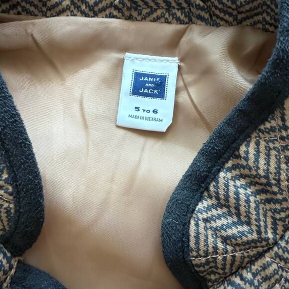 Janie and Jack Girls Quilted Tweed Vest 5-6 | Brown Herringbone Peplum Gilet - Picture 5 of 9